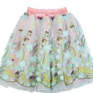 Paper Wings Flower Garden Embroidered Tulle Skirt